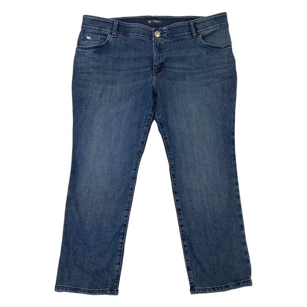 Lee Plus Womens Regular Fit Straight Leg Mid Rise Jeans Size 20W
